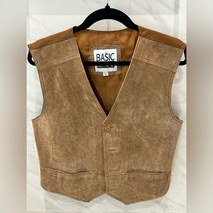 Basic Editions Tan-Brown Suede-Look Men's Vest